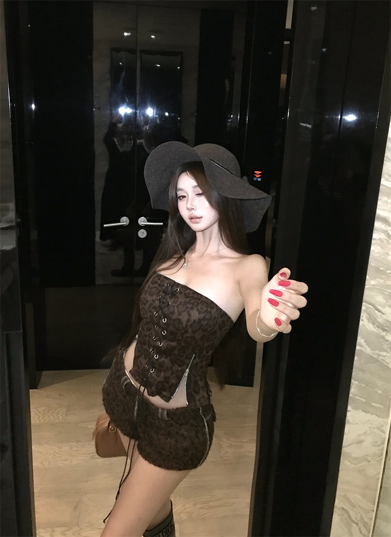 American Leopard Print Cami Top Sexy Cropped Tank for Women